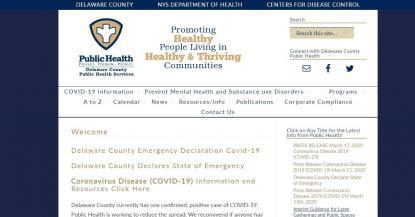 Delaware County Public Health website screenshot