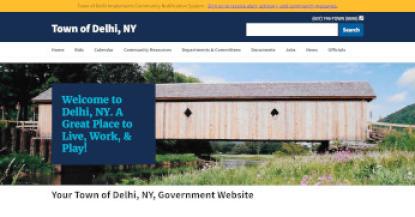 Town of Delhi NY website homepage screenshot